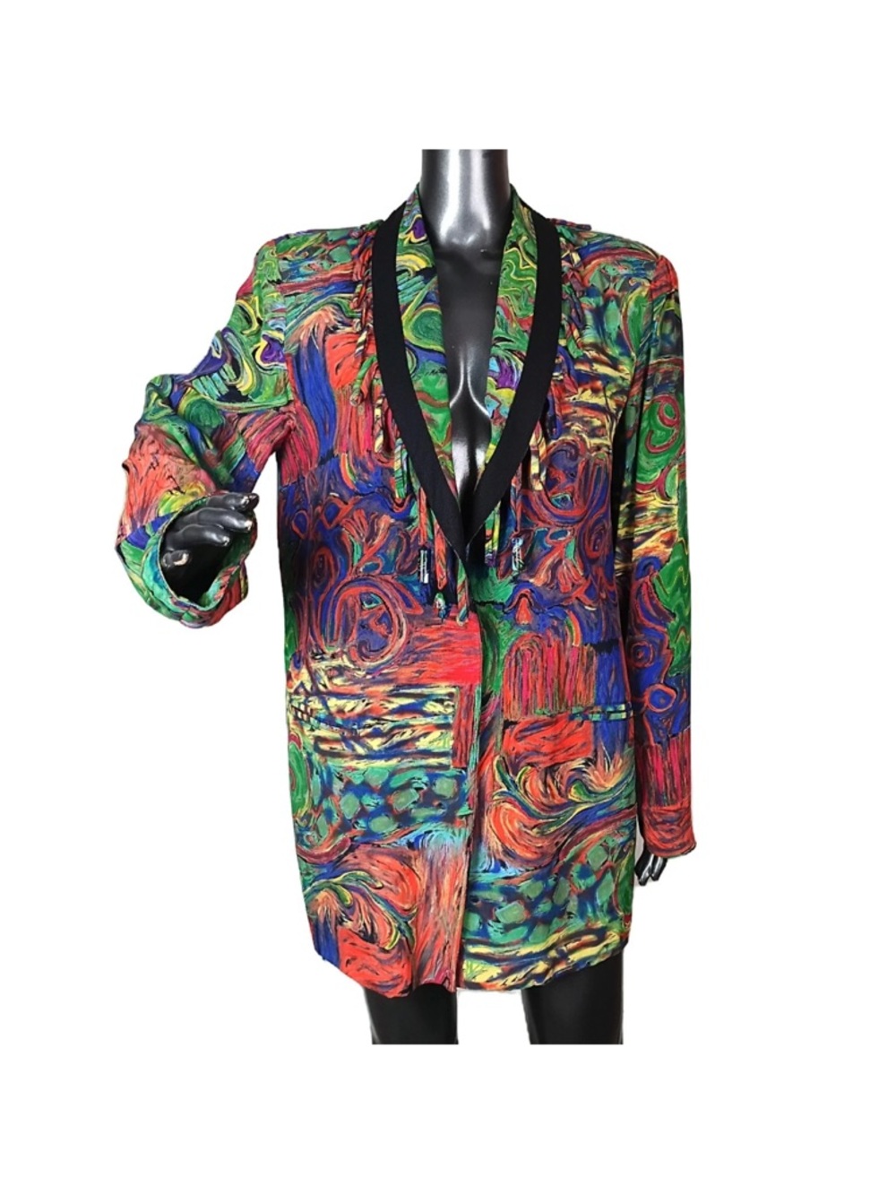 VTG Dorothy Schoelen Platinum Art-to-Wear Women's Blazer W/ Fringe & Beads Sz M
